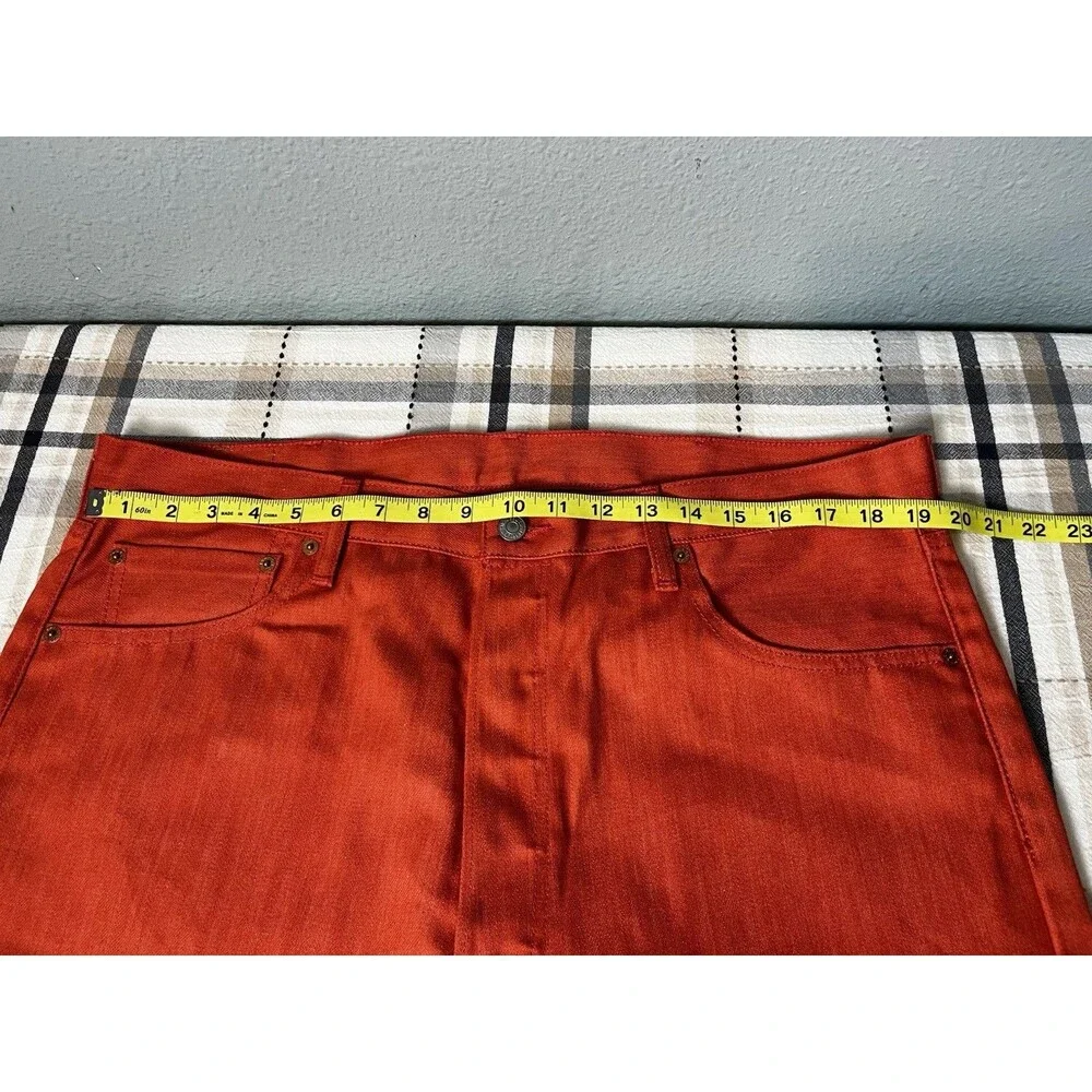 Levi’s 501 Shrink-to-Fit Jeans Unwashed Denim Orange/ Red W38 L32 NWOT
